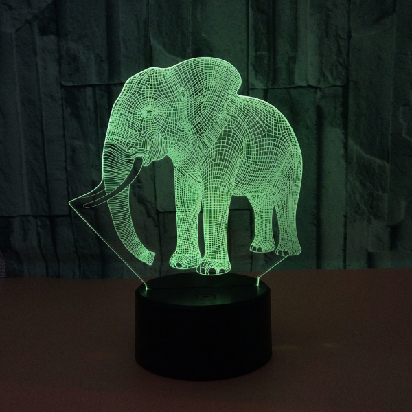 Home Decoration Elephant 3D LED Night Light Acrylic Table Lamp Colorful Touch Optical LED Light Kid Child