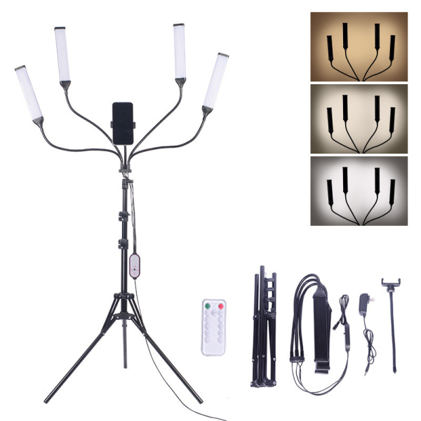 4 arms LED live light floor stand fill light hose adjustable angle beauty photography professional photography lights