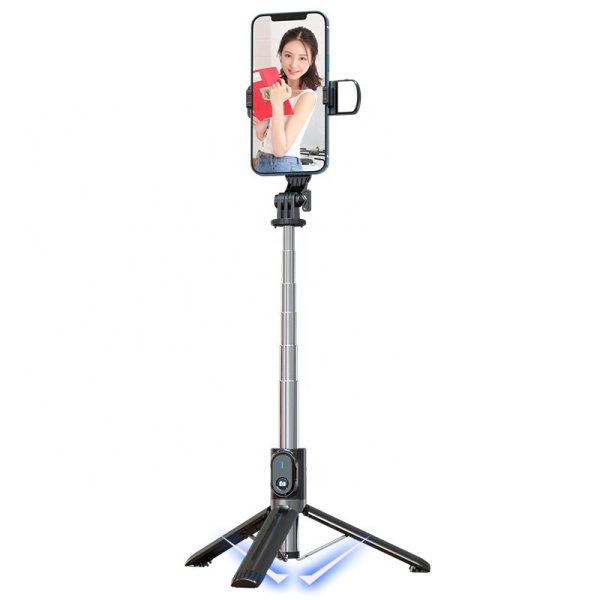 Mobile Phone Selfie Stick BlE Remote Control 1.3m Ground Telescopic Tripod Selfie Stick With Fill Light Integrated