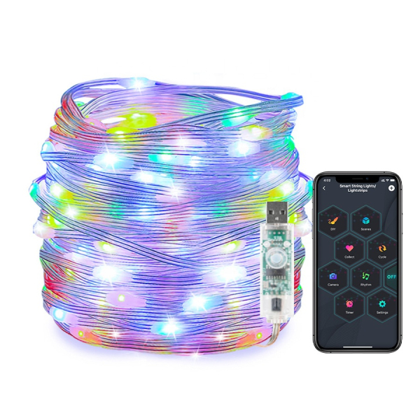 Bluetooth Control Light smart string lights RGB adjustable Timer function USB Garden Landscape Holiday Party Christmas Light