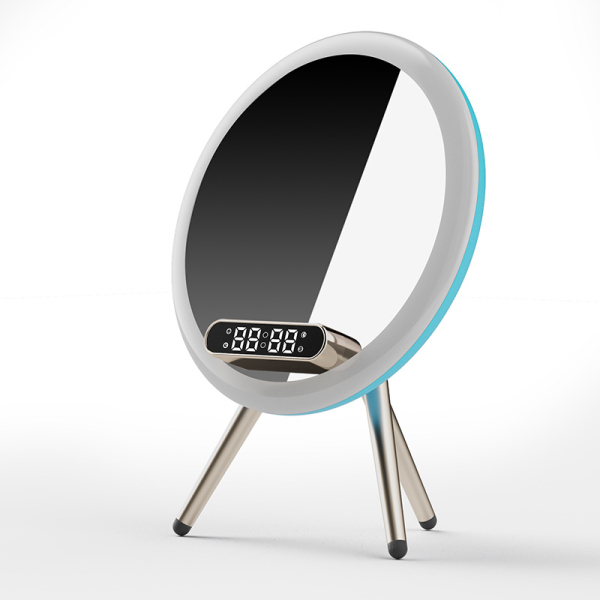 Beauty mirror speaker bluetooth 5.1 alarm clock LED night light high capacity 1800mAh phone holder smart AI bluetooth speaker