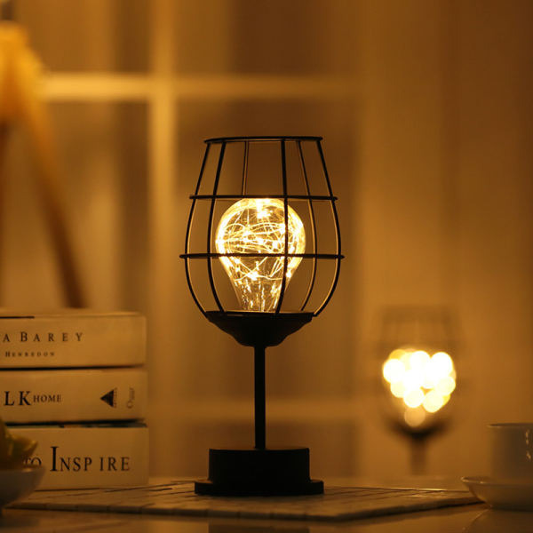 Decorative Lamp Iron Night Light led light LED lighting ornament red wine glass table night lamp Bedroom Decorative Desk Lamp