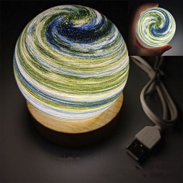 Planet bedroom glass moon lamp LED night Light IP65 Waterproof Crack Glass Decoration Holiday luminous girl mood Lighting