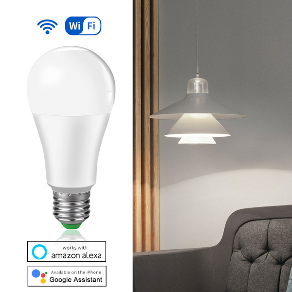 WiFi smart home bulb 15W RGB CW WW support for Google Assistant and Alexa dimmable LED bulb light E27 B22 lamp base